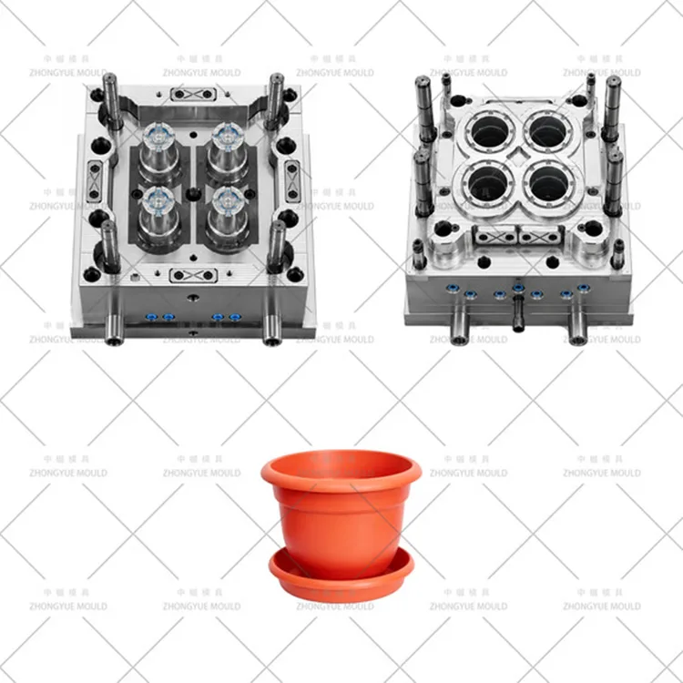 4 Cavity Plastic Round Small Size Flower Pot Mould