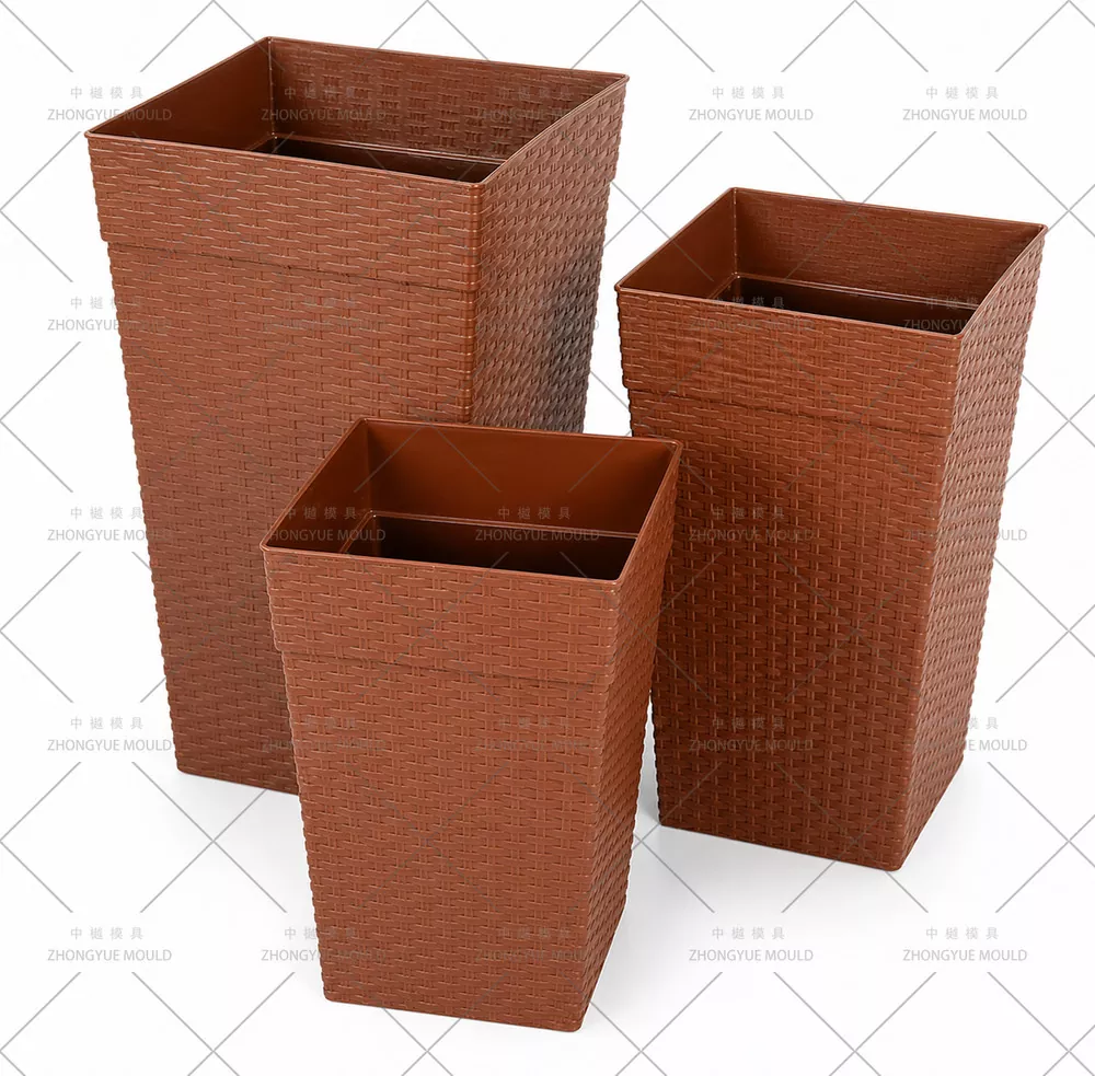Plastic Rattan Garden Flower Pot Mould