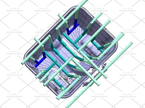plastic outdoor dust bin mould cooling channel