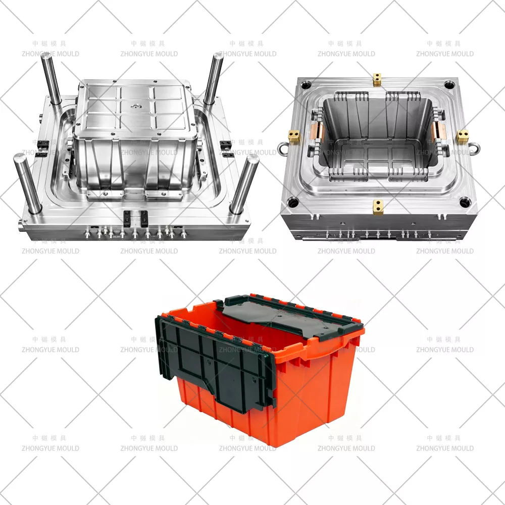 Nesting Stackable Box with Attached Lid Mould