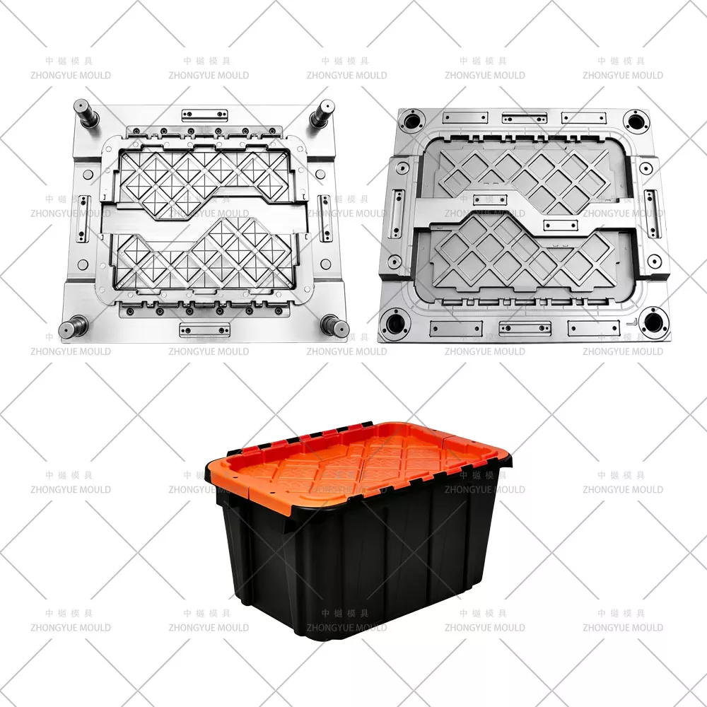Nesting Stackable Storage Box with Attached Lid Mould